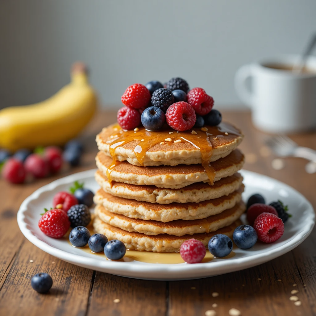 Banana Oat Protein Pancakes