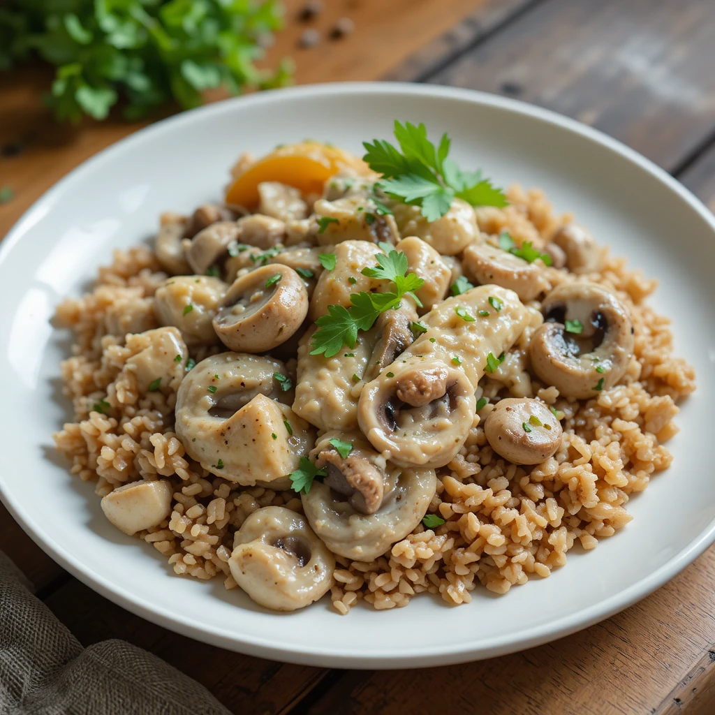 Healthy Chicken Stroganoff with Ricotta Cream