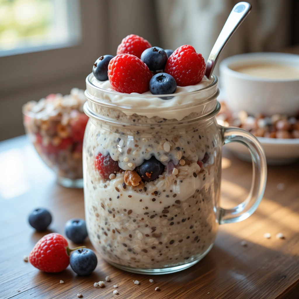 Overnight Oats with Yogurt and Berries